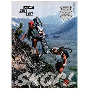1996 Skoal Smokeless Tobacco Vintage Print Ad Mountain Biking Climbing Wall Art
